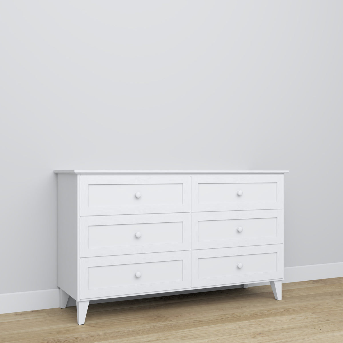 Chest of drawers 6S wooden white – tabletop and details, high quality by Nizio Home