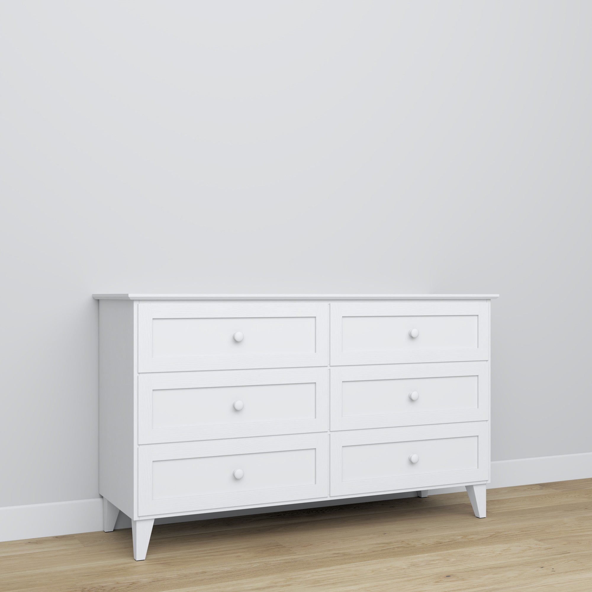 Chest of drawers 6S wooden white – tabletop and details, high quality by Nizio Home