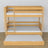 Houten stapelbed naturel grenen – ladder, bedhekjes, lade voor extra matras