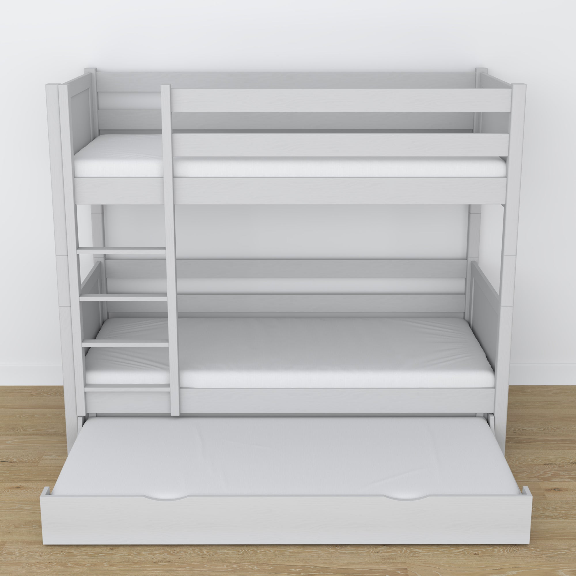Stapelbed grijs – houten lattenbodem met latten, lade voor matras