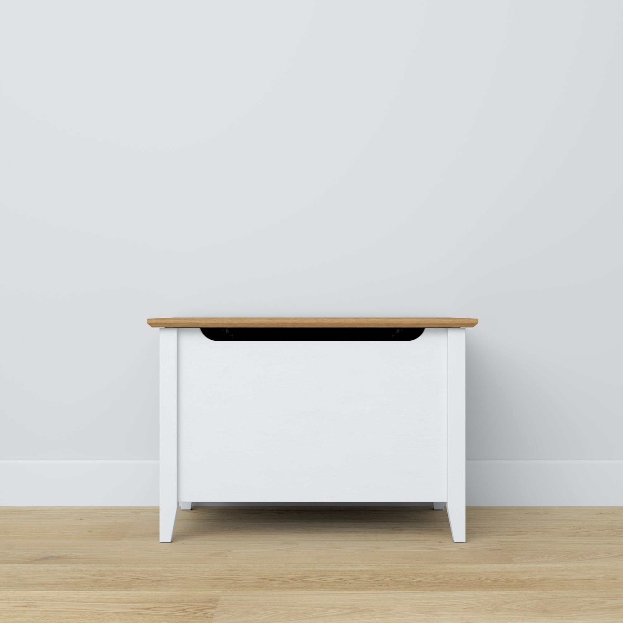 Kist houten wit met eiken – opbergruimte en zitbank, Scandinavische stijl Nizio