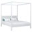 Tweepersoonsbed met hemelbed wit – lattenbodem en latten, houten, Nizio