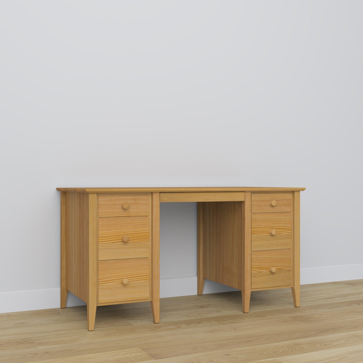 Bureau 6S naturel grenen – grenenhout, breed werkblad, vooraanzicht, Nizio