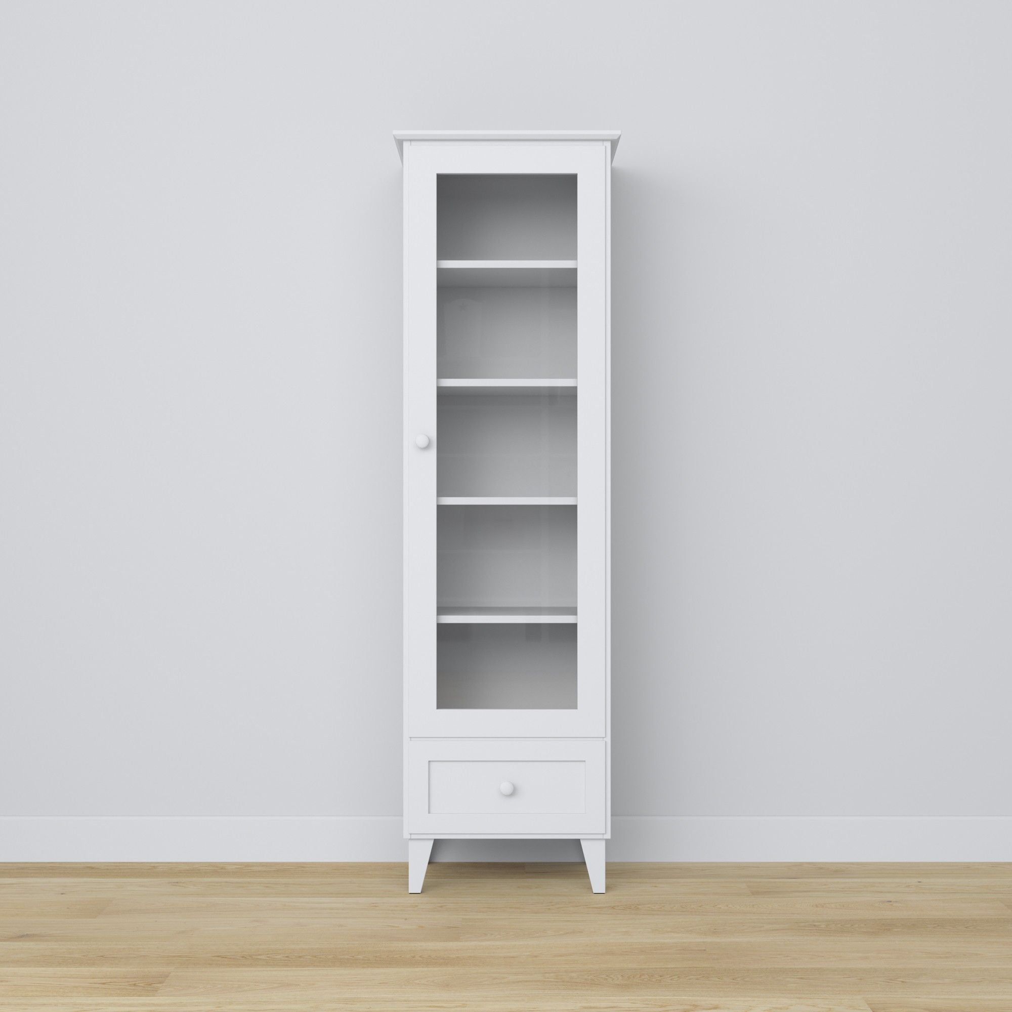 Display cabinet 1S wooden white – open drawer, storage for small items