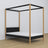 Bed zwart-eiken met hemel – decoratief houten frame, veilig voor kinderen