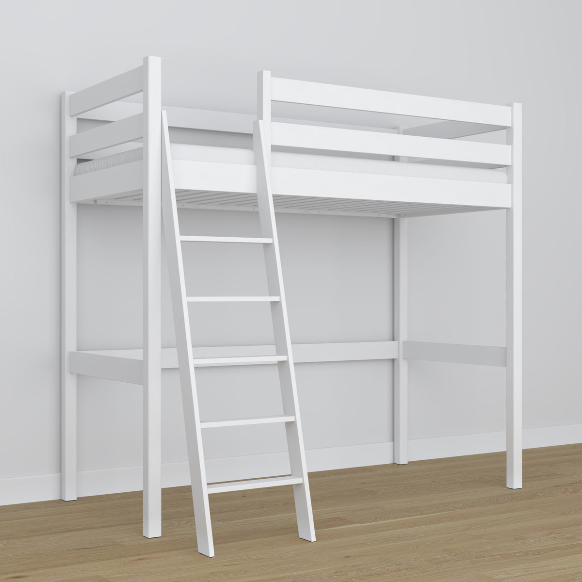 Hoogslaper houten wit – verhoudingen kinderkamer, Nizio