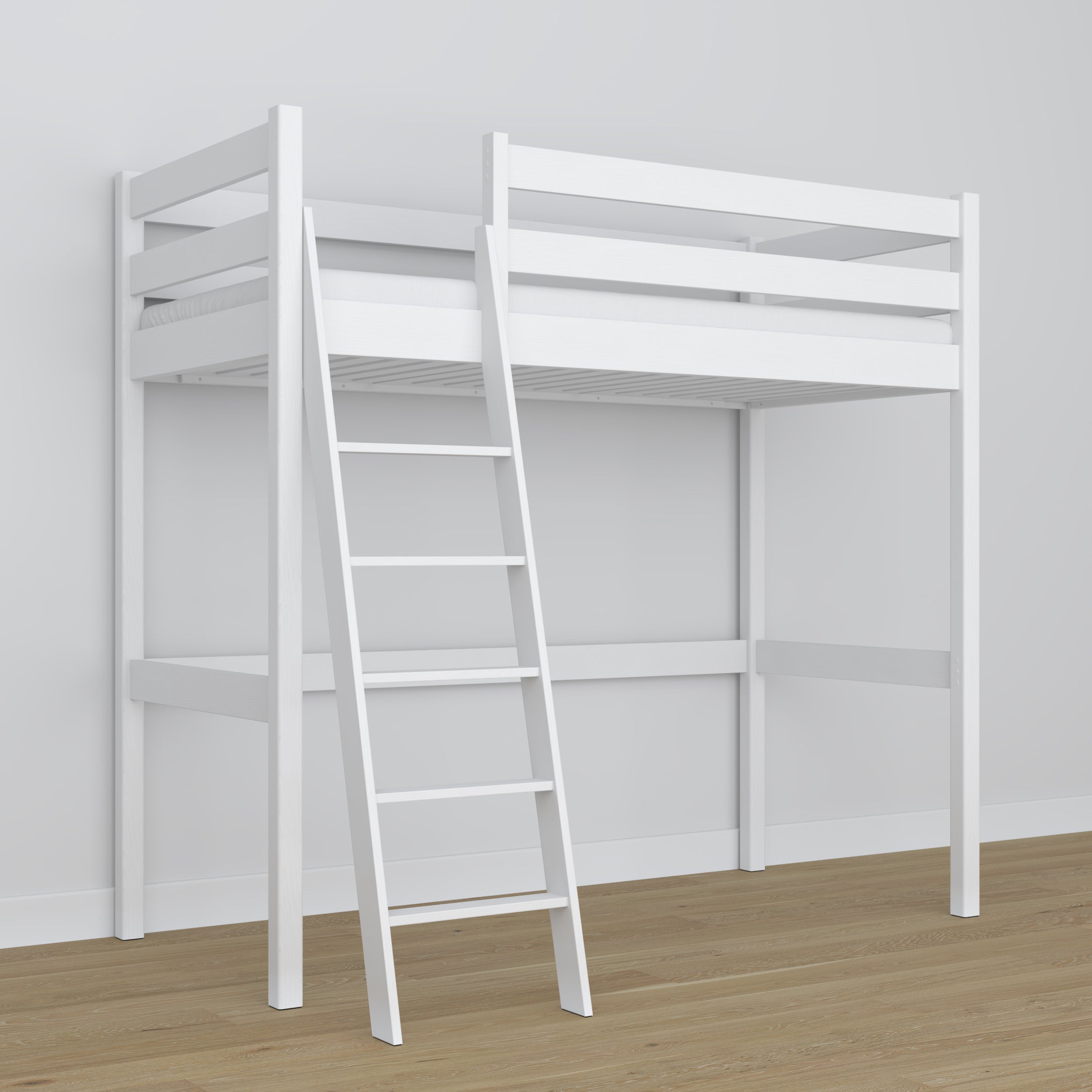 Hoogslaper houten wit – verhoudingen kinderkamer, Nizio