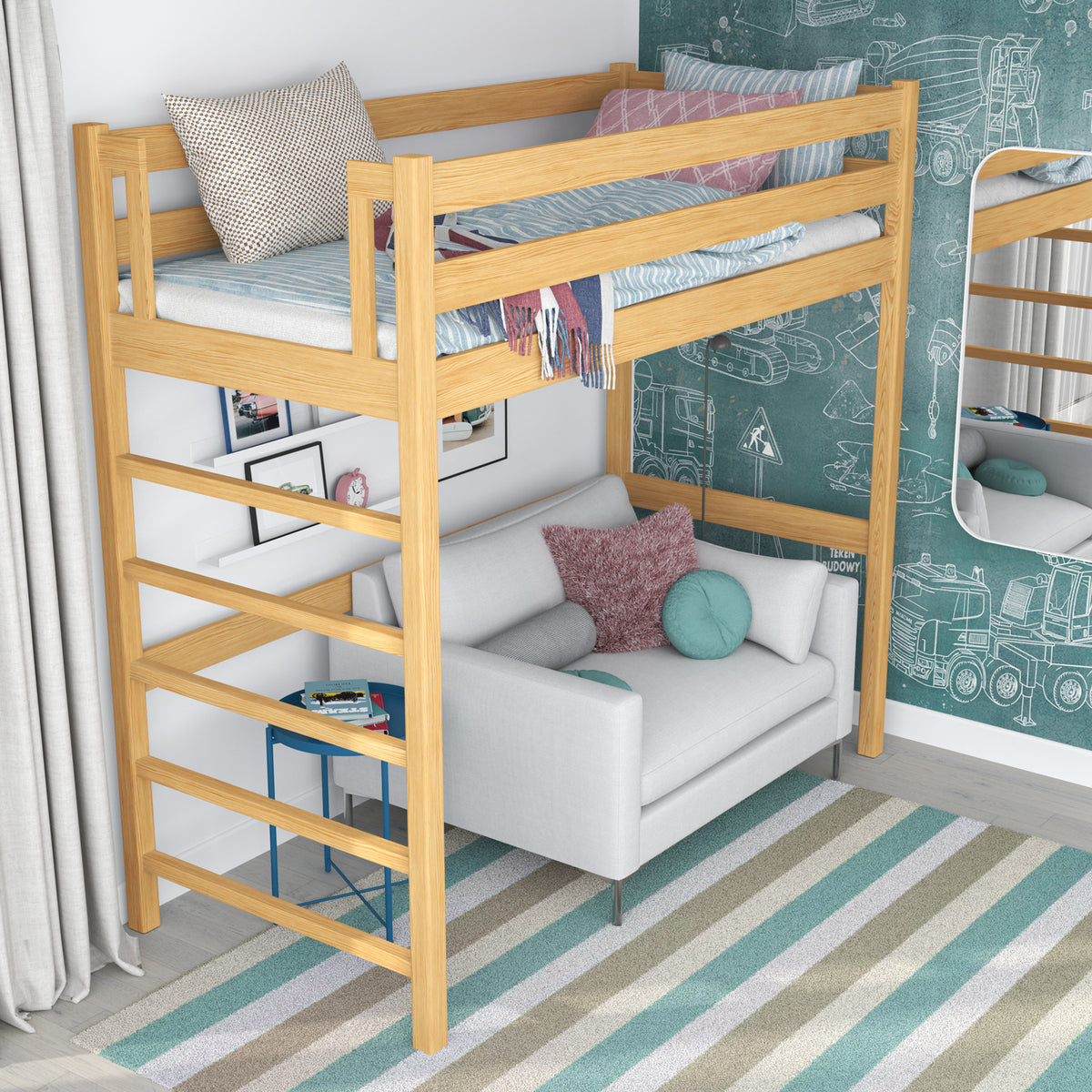 Hoogslaper naturel grenen in kinderkamer – scandi inrichting, houten
