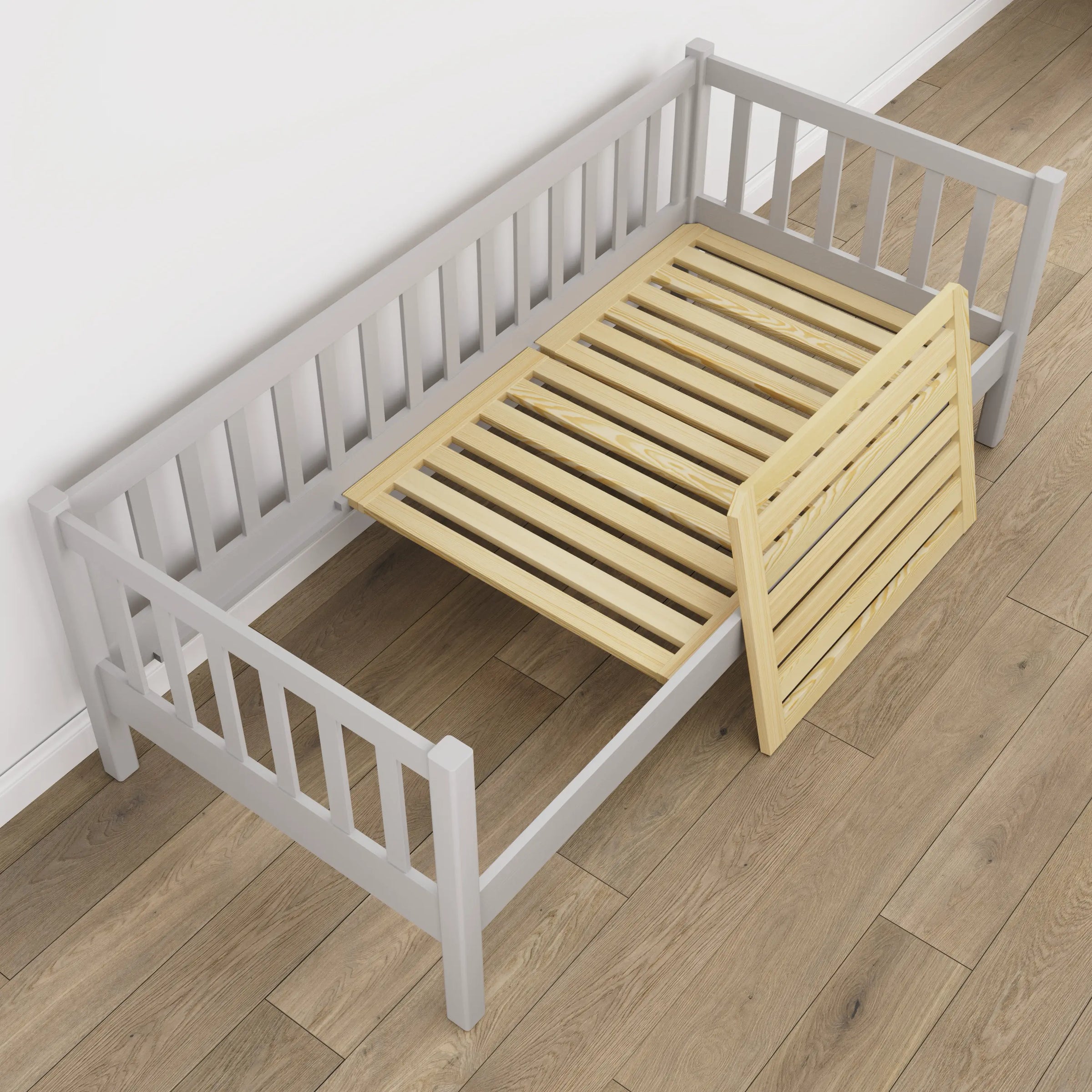Slaapbank houten grijs – details van hout en verbindingen, Nizio Home