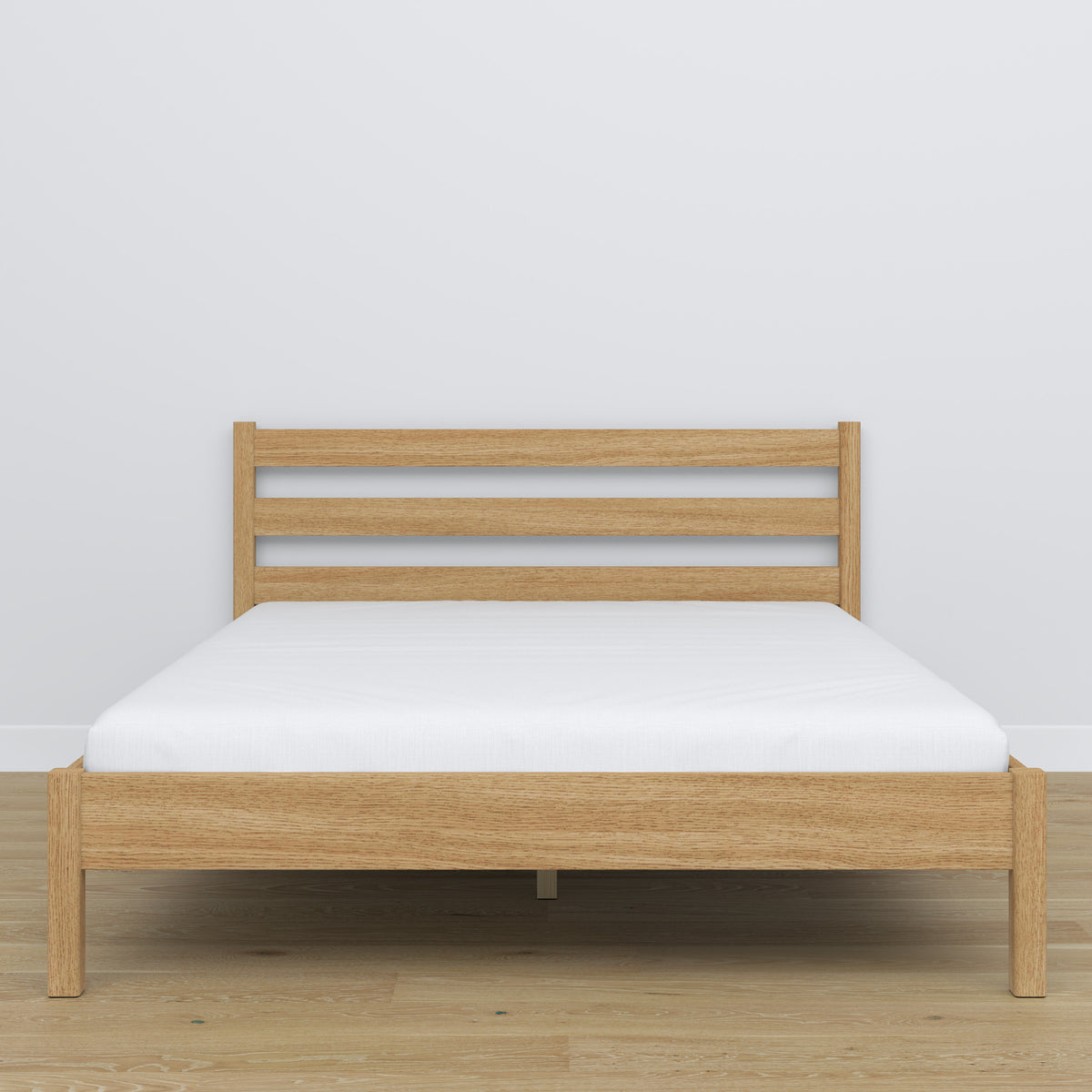 Tweepersoonsbed eiken naturel eiken – zijaanzicht, verhoudingen en vorm, slaapkamer
