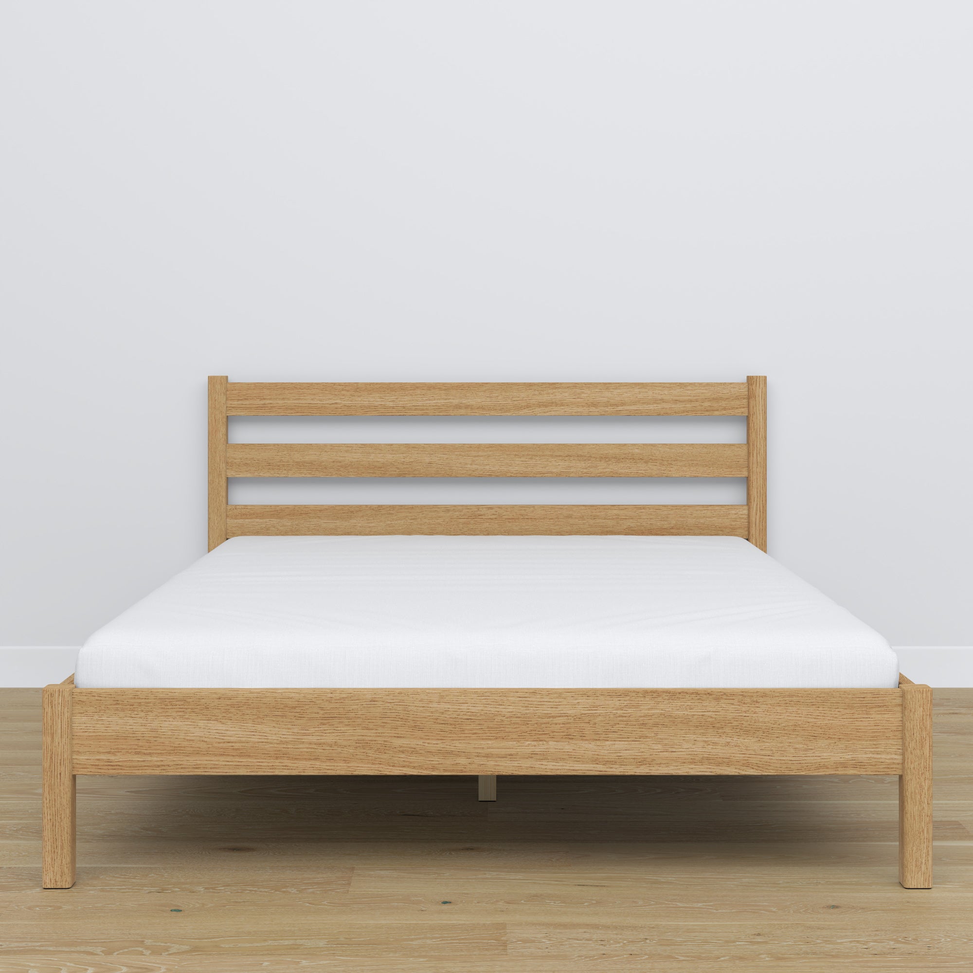 Tweepersoonsbed eiken naturel eiken – zijaanzicht, verhoudingen en vorm, slaapkamer