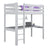 Lit mezzanine avec bureau en bois gris – chambre d'enfant, scandinave Nizio