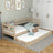 Sofa bed oak bleached oak – mattress drawer pulled out, for guests