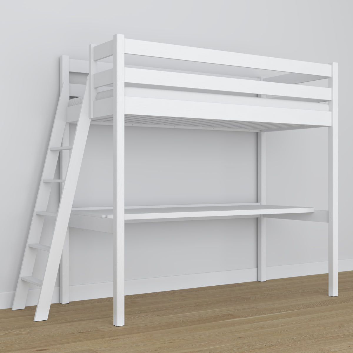 Lit mezzanine avec bureau blanc en bois – dimensions, Nizio Home