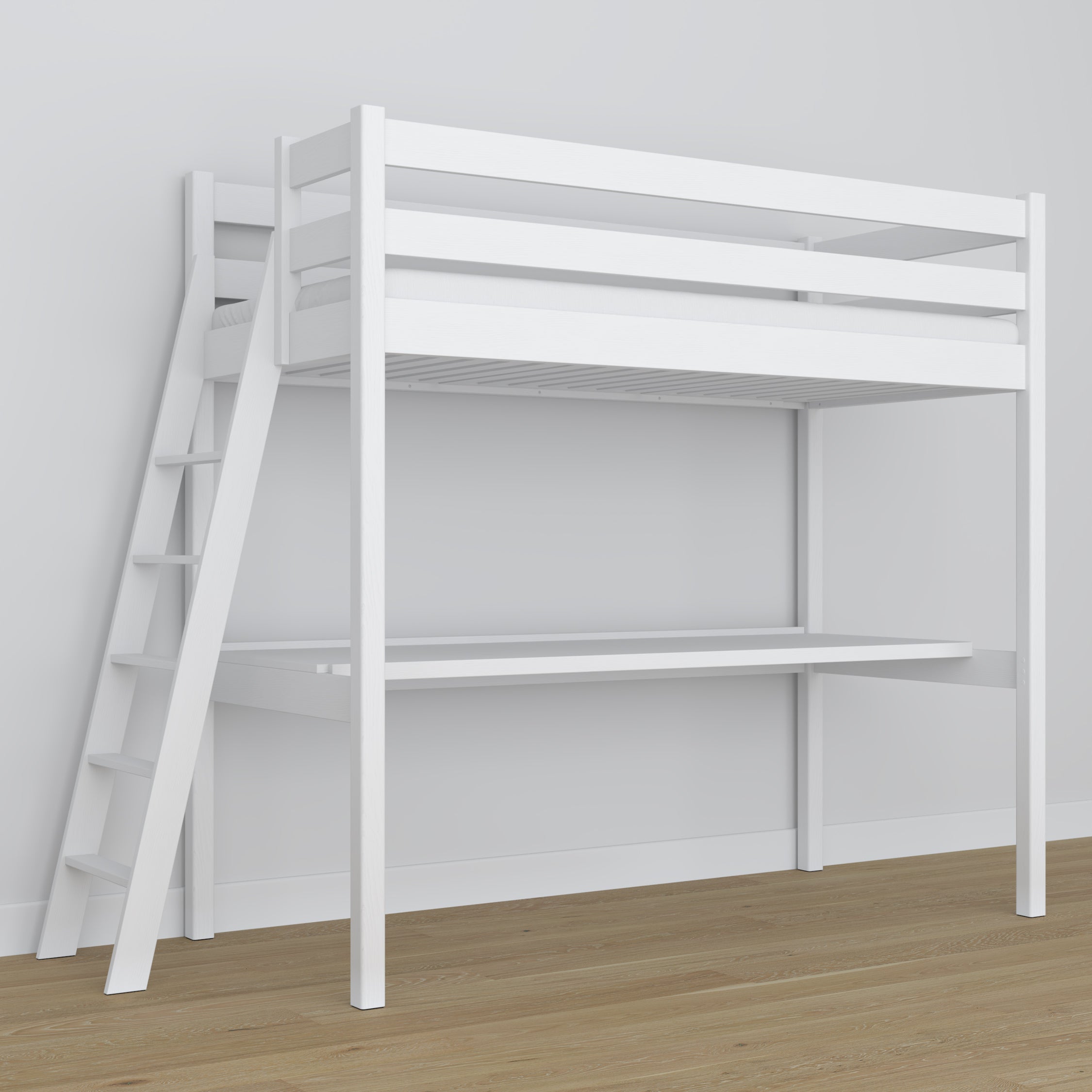 Lit mezzanine avec bureau blanc en bois – dimensions, Nizio Home