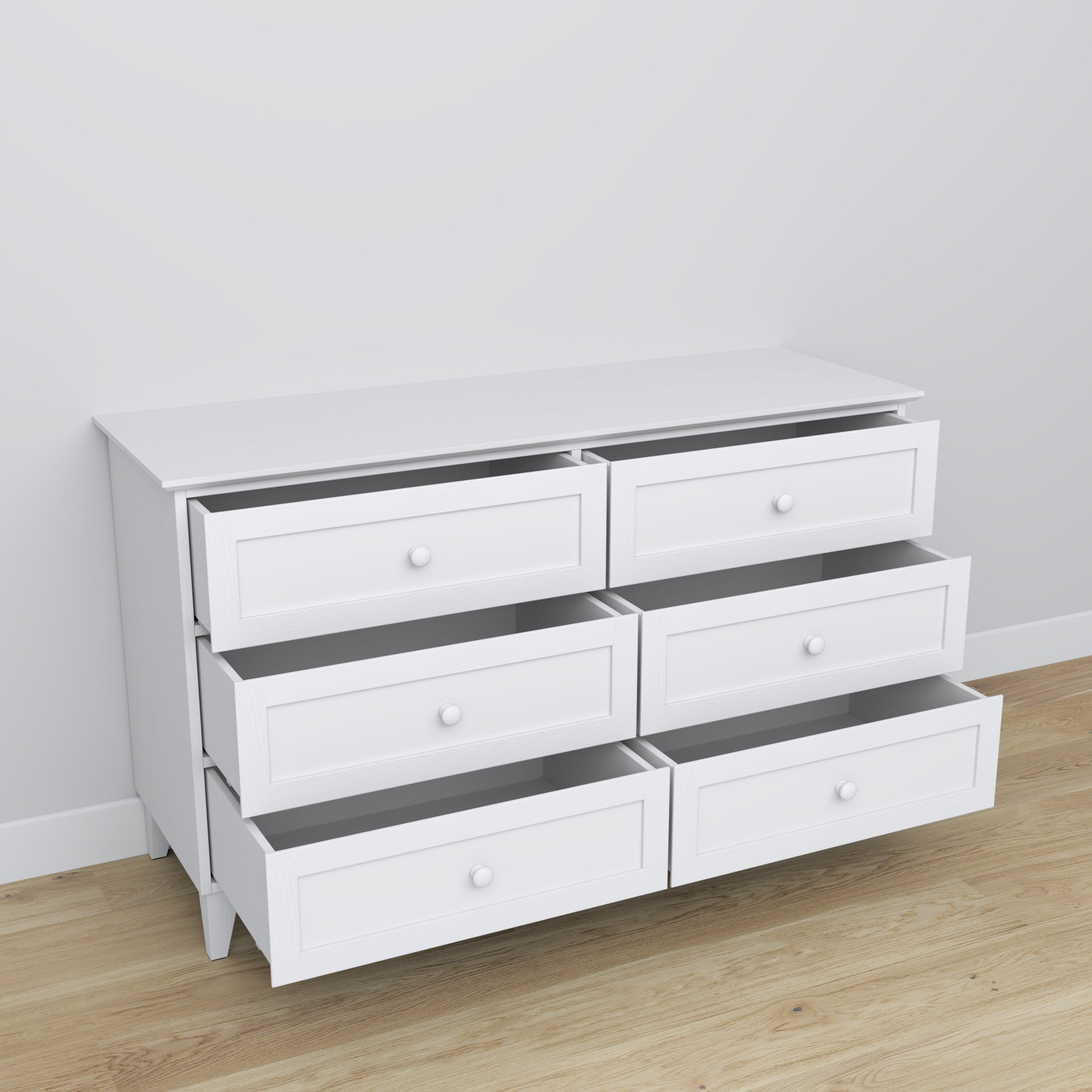 Chest of drawers 6S wooden white 154 cm in bedroom – Scandinavian arrangement