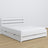 Tweepersoonsbed wit met lade – houten hoofdeinde, close-up