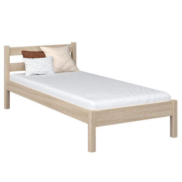Lit simple en chêne chêne blanchi – chambre d'enfant, bois massif, style scandinave