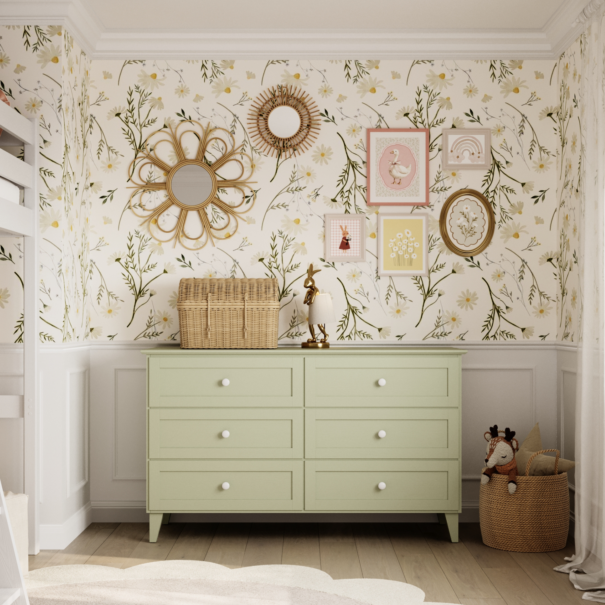 Hoogslaperbed wit van hout – bovenaanzicht slaapkamer