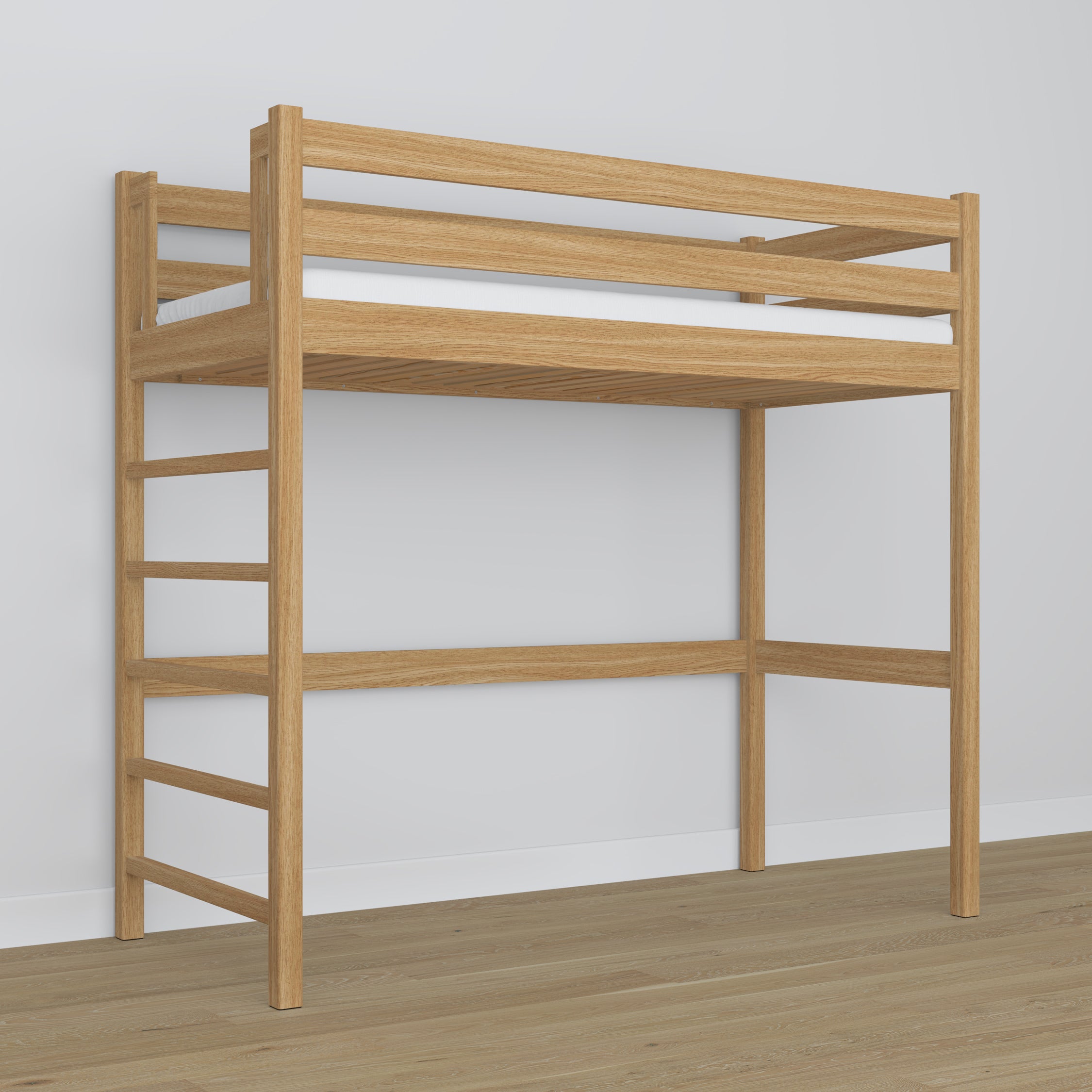 Loft bed natural oak oak – dimensions and diagram, Nizio