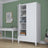 Kast 2D1S van hout wit – deuren open, kledingstang en interne planken