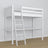 Lit mezzanine avec bureau en bois blanc – détails des assemblages et de l'échelle