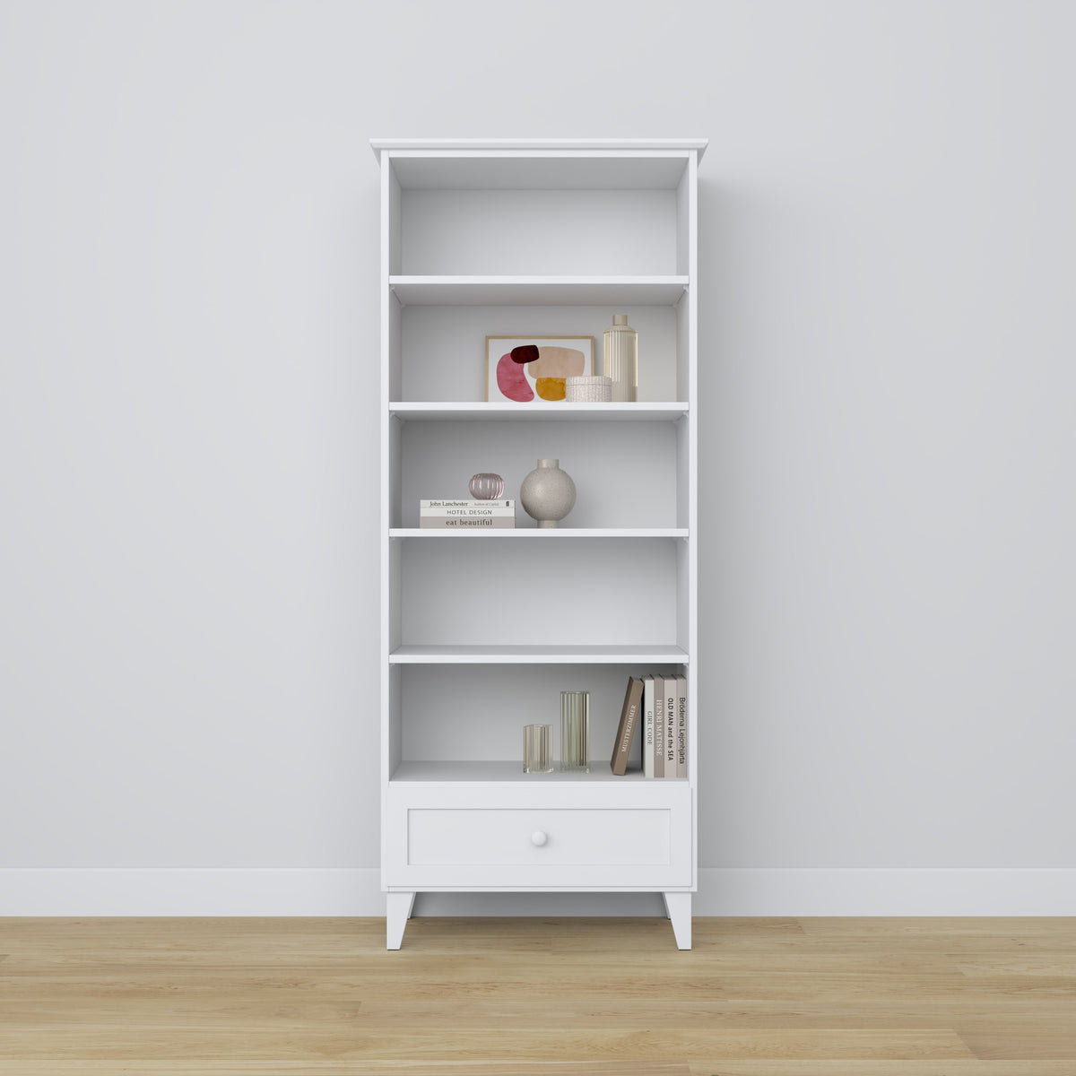 bookcase 1S 80 Scandi wooden in custom RAL/NCS color – solid wood, Nizio