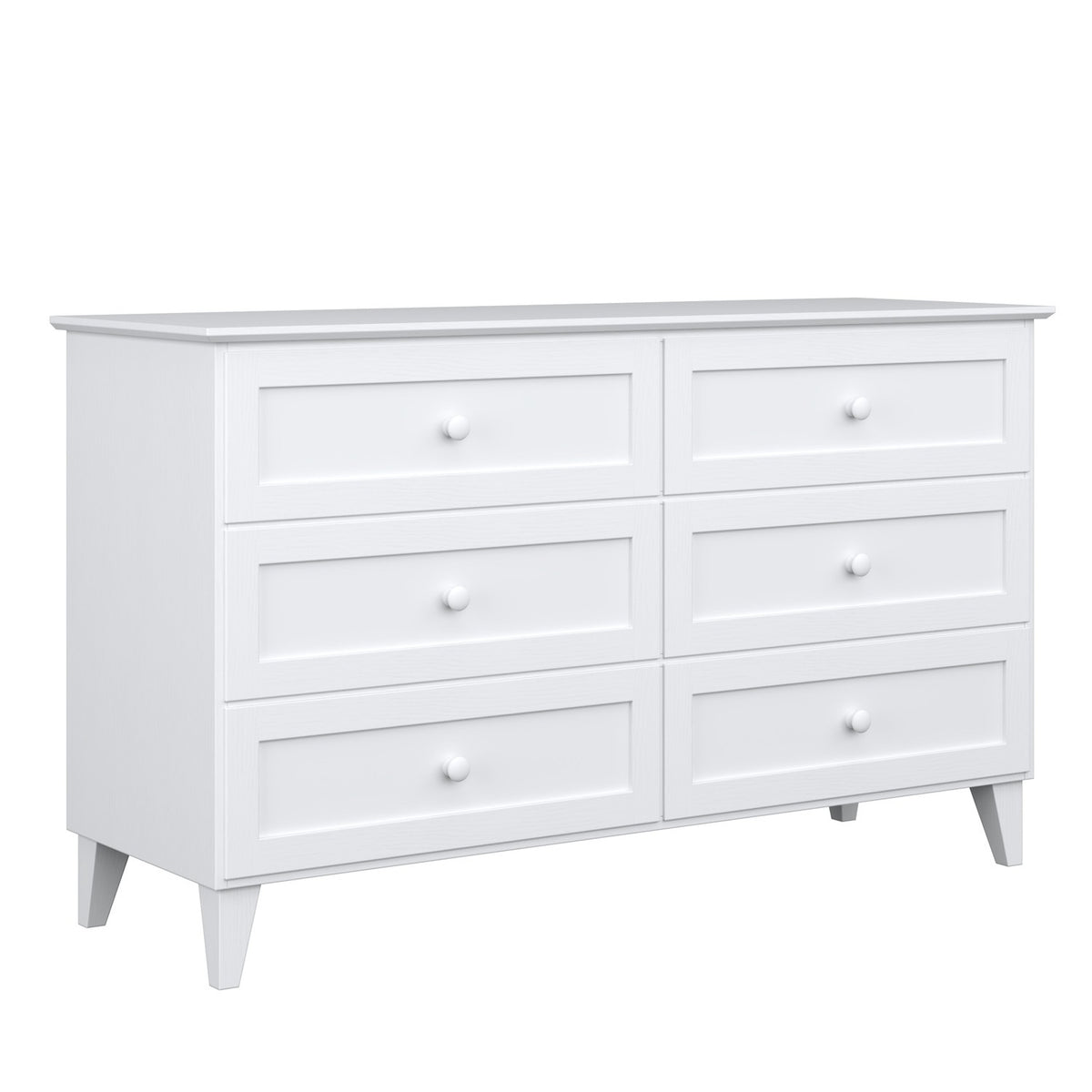 Chest of drawers 6S white 154 cm wooden – dimensions and diagram, Nizio
