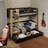 Lit superposé avec tiroir en bois noir-chêne – chambre d'enfant, bois massif, scandinave