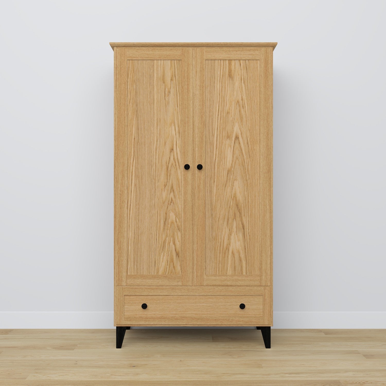 Armoire 2 portes z tiroir en chêne chêne naturel avec noir – chambre, style scandinave