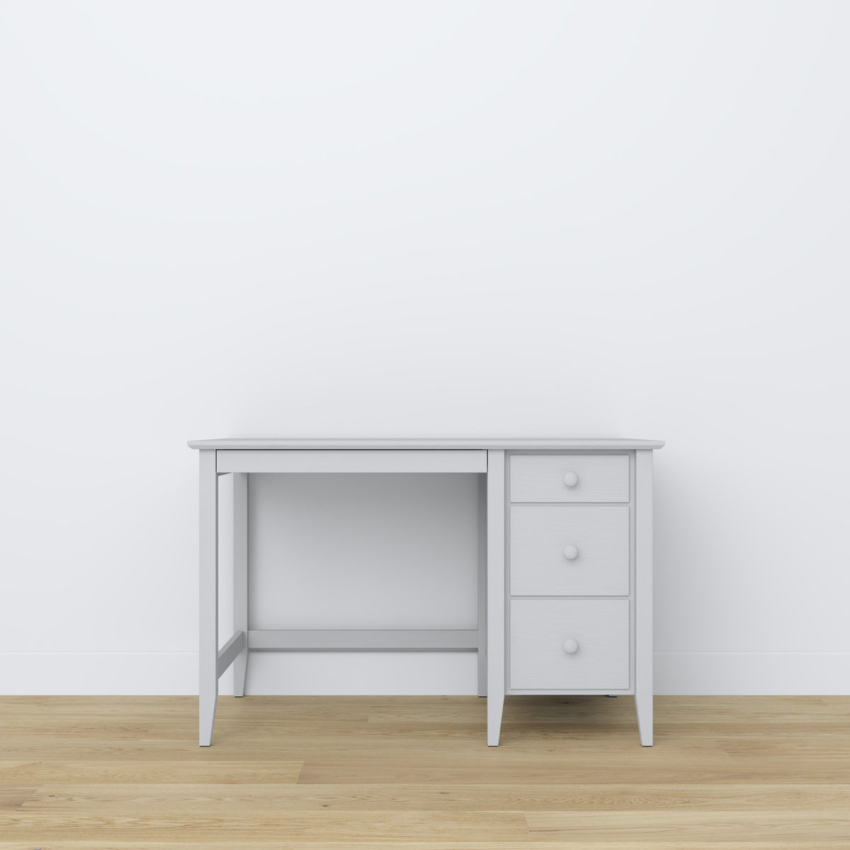 Desk 3S grey wooden – side view, tabletop depth