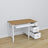 Bureau 3S blanc avec chêne – en bois, plateau compact, vue frontale, Nizio