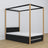 Bed zwart-eiken met hemel – lade voor extra matras, houten