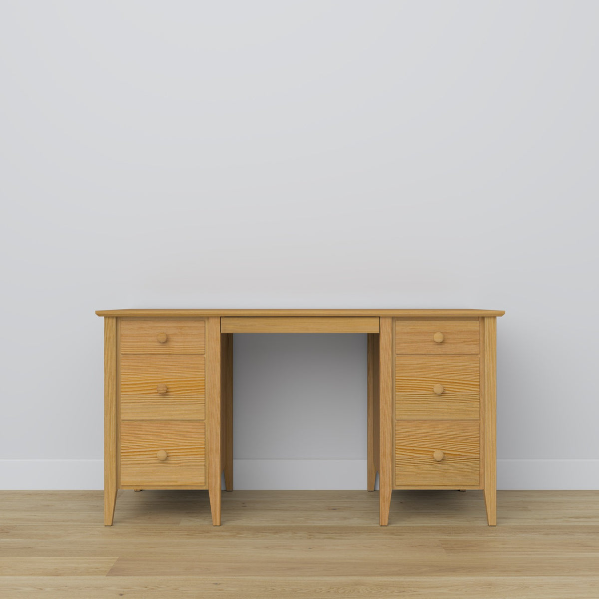 Bureau 6S naturel grenen van grenenhout – zijaanzicht, diepte van het blad