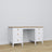 Desk 6S white with oak – wooden, wide tabletop, front view, Nizio