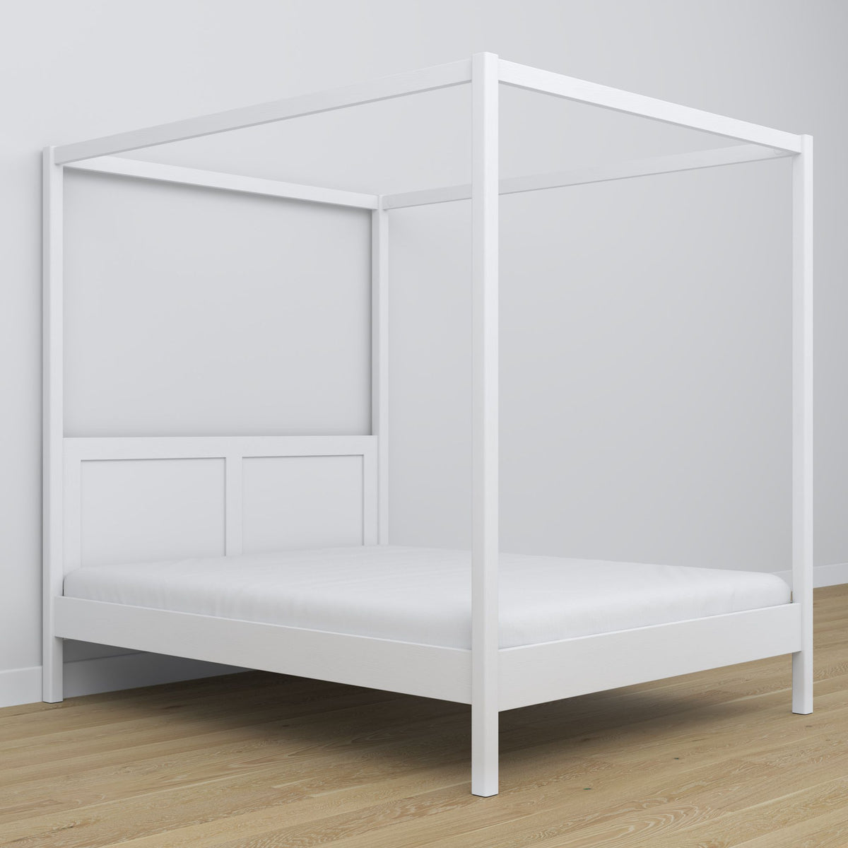 Bed met hemelbed houten wit – afmetingen en schema, Nizio Home