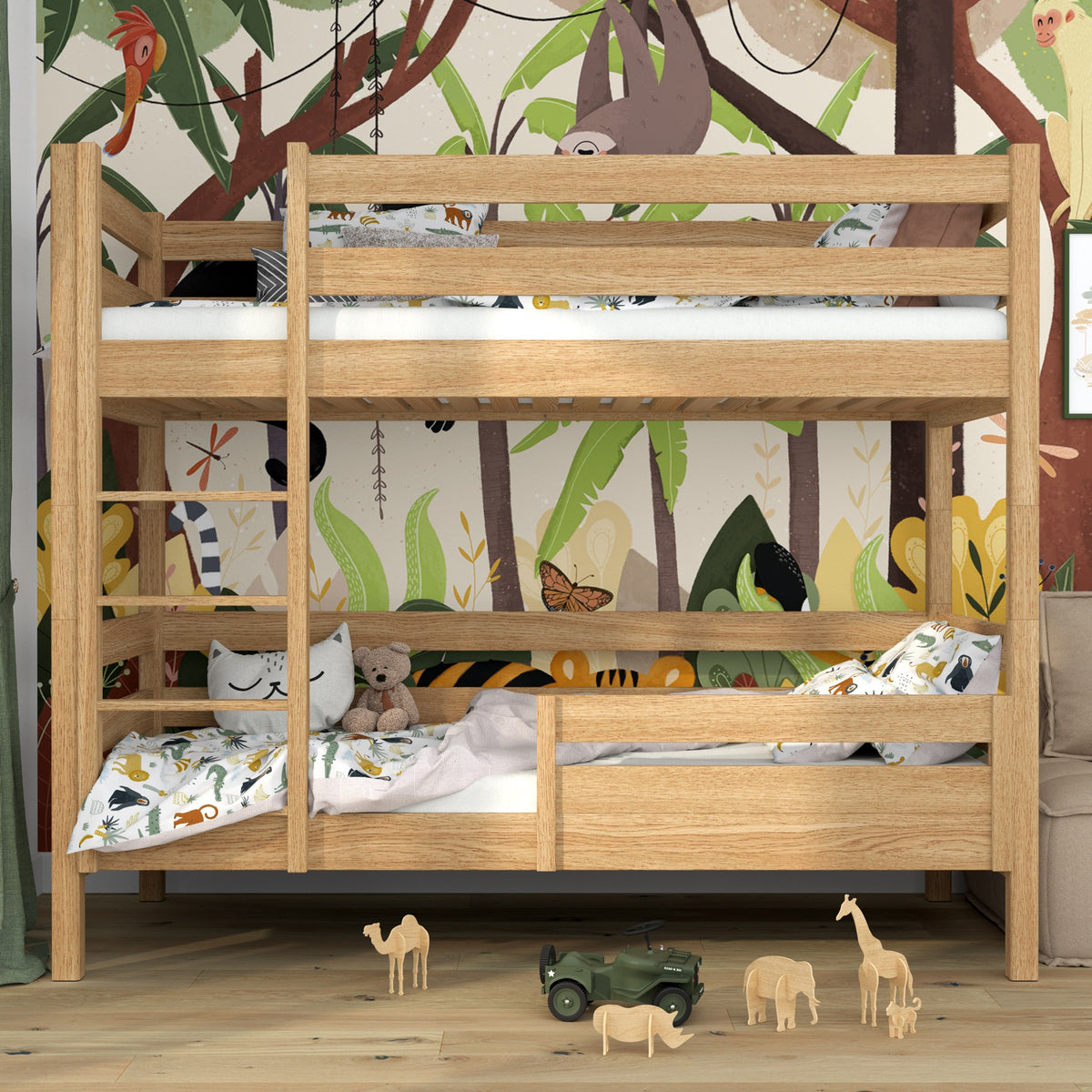 Barrière de protection chêne naturel – en bois, vue frontale, Nizio Home
