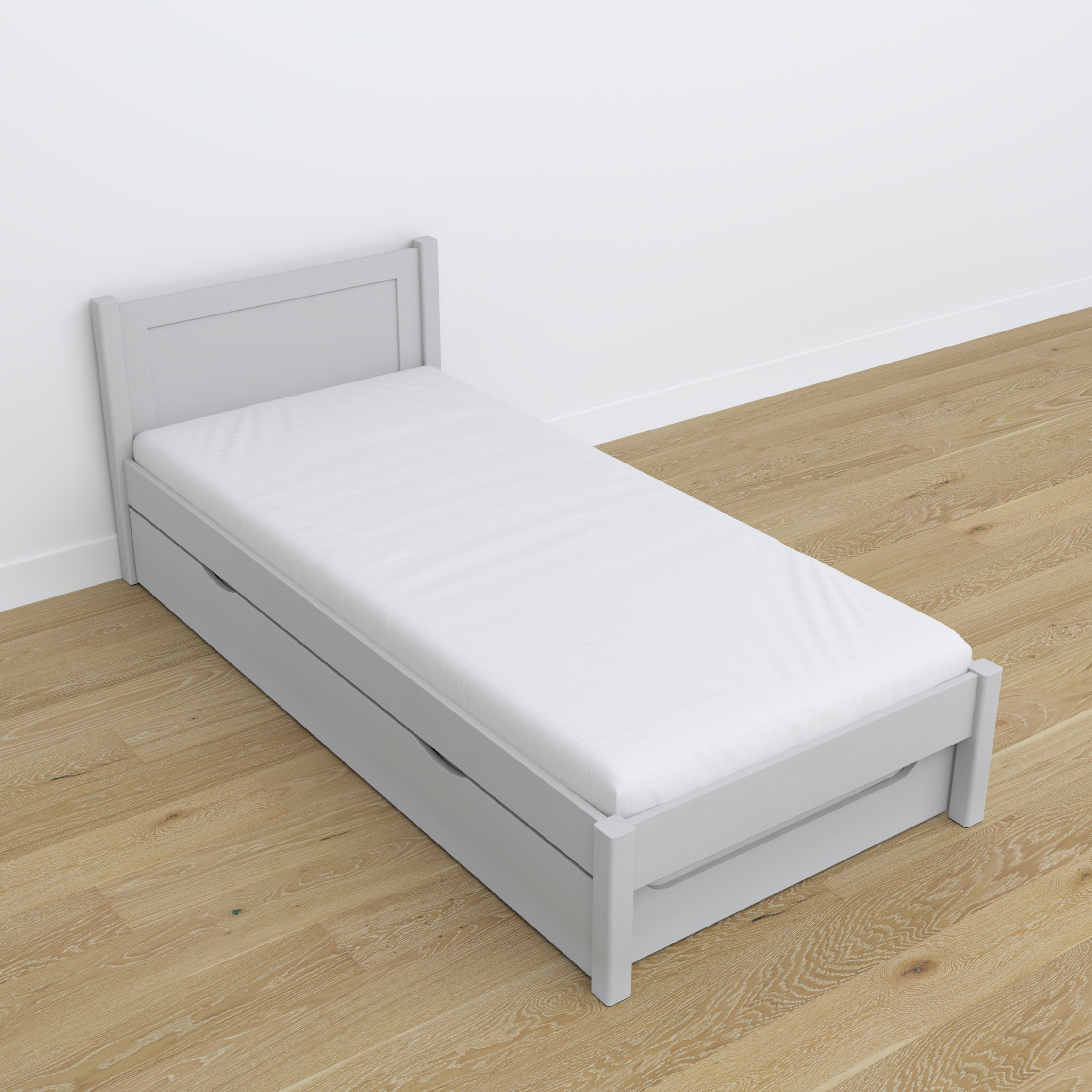 Lit avec tiroir pour matelas gris en bois – dimensions, Nizio