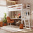 Lit mezzanine avec bureau en bois blanc – échelle i barrière ochronna