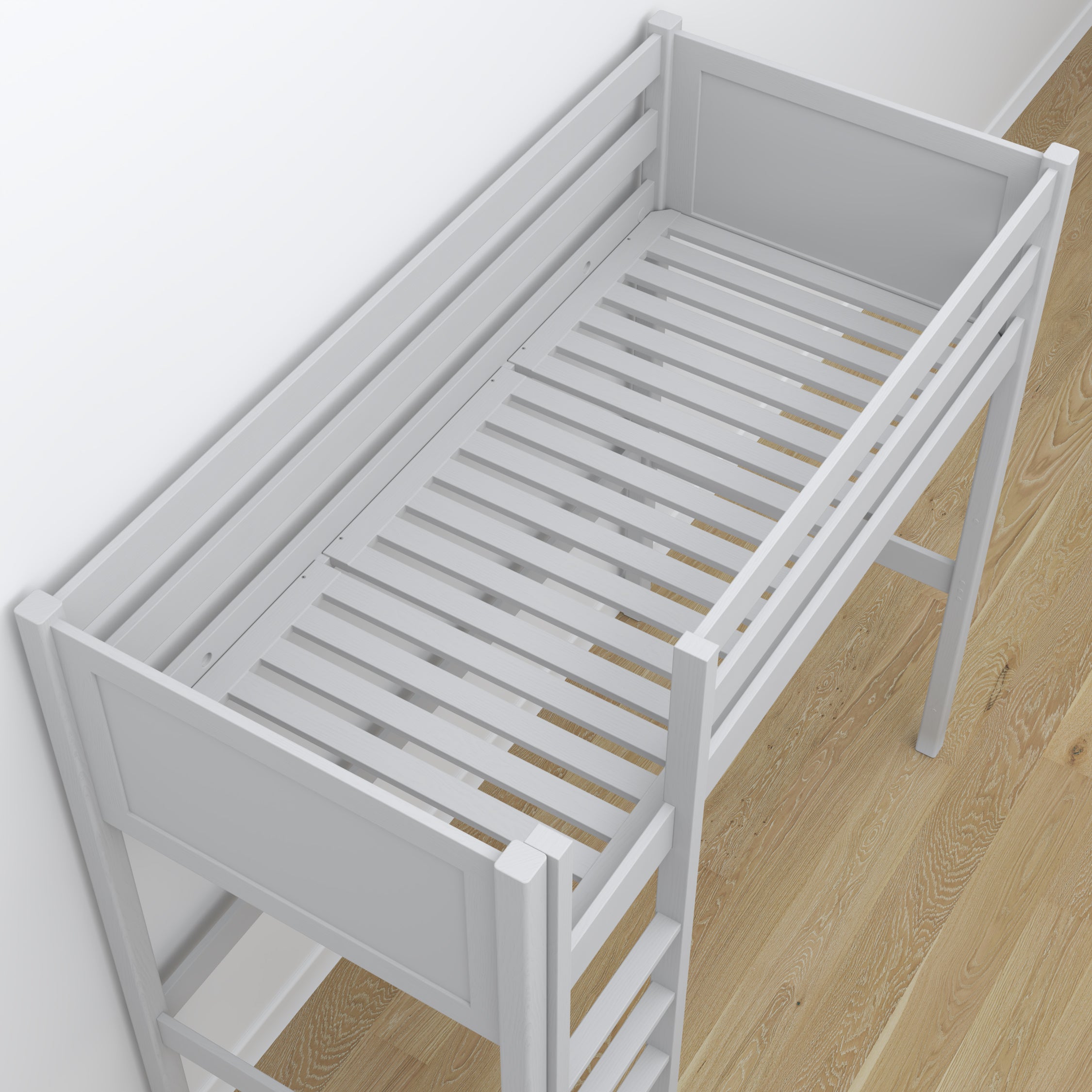 Hoogslaper grijs in de kinderkamer – scandi inrichting, van hout