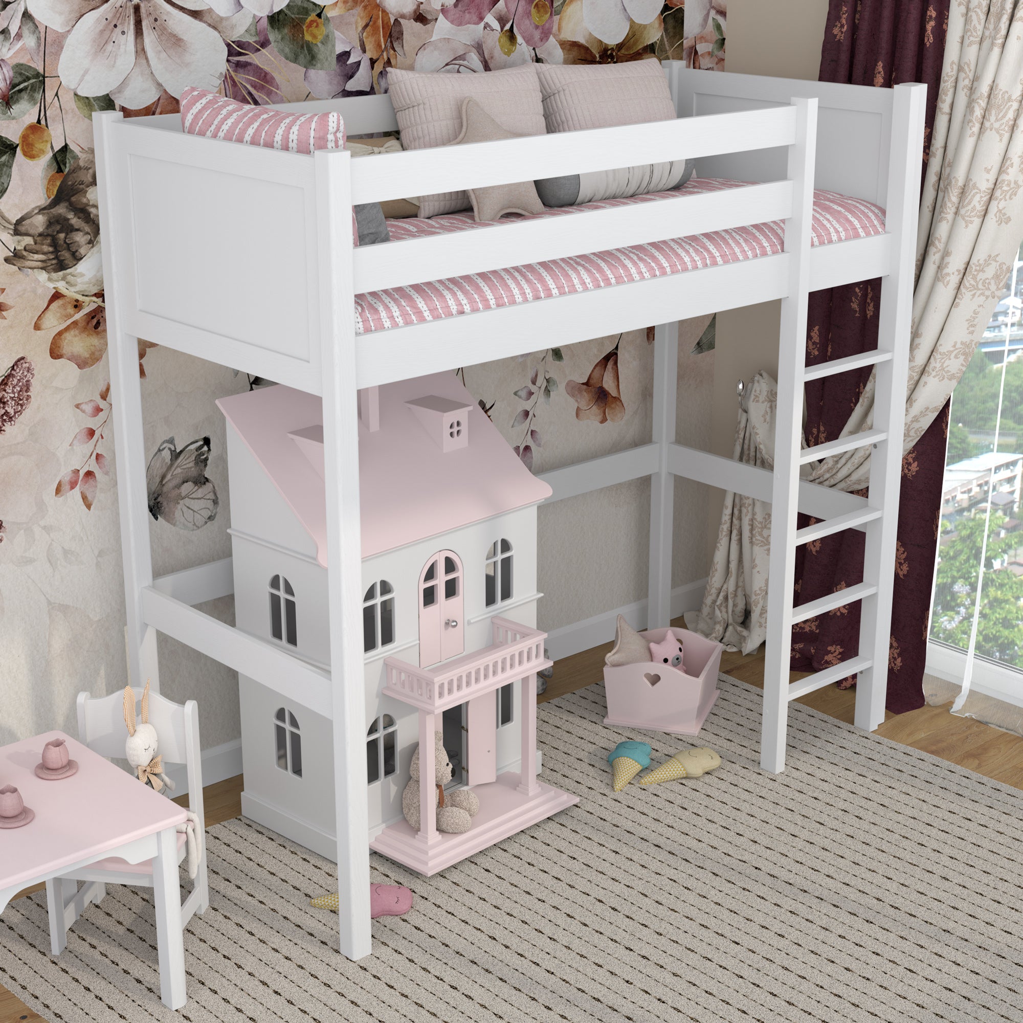 Hoogslaper wit in kinderkamer – scandi inrichting, houten
