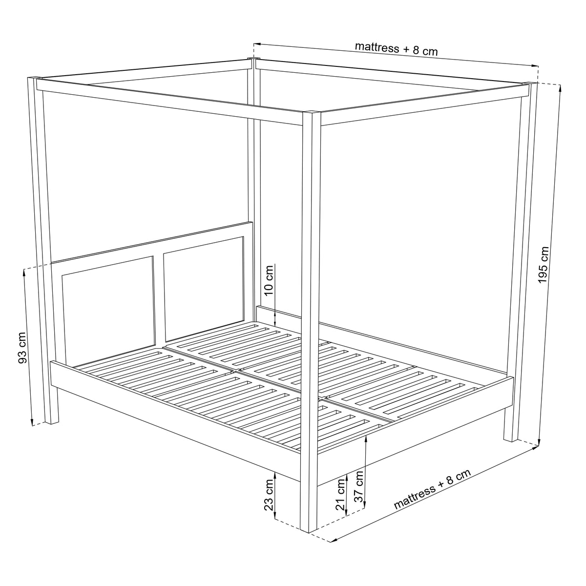 Tweepersoonsbed wit met hemel in slaapkamer – Scandinavische inrichting