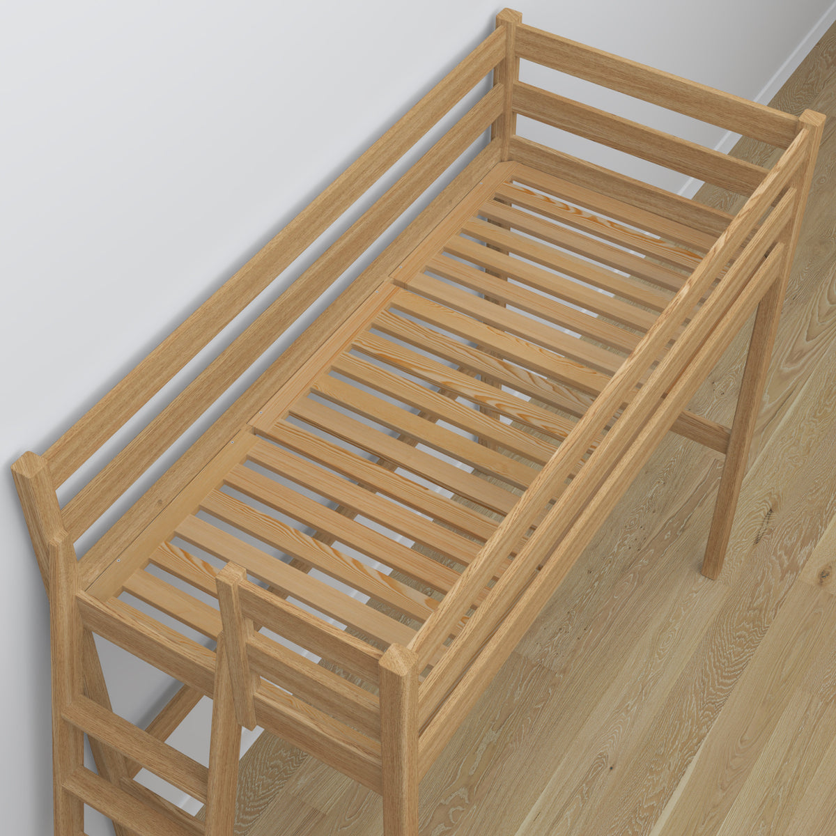 Hoogslaper eikenhouten naturel eiken – details van verbindingen en ladder, Nizio Home