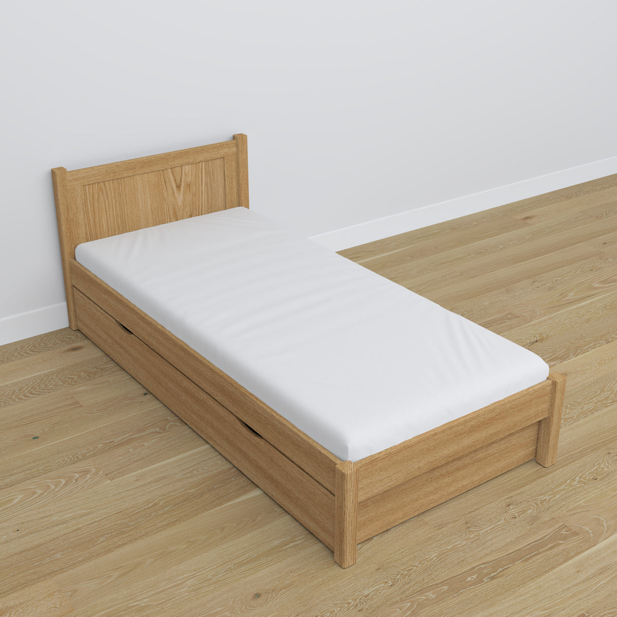 Bed met lade eiken naturel eiken – afmetingen en schema, Nizio Home
