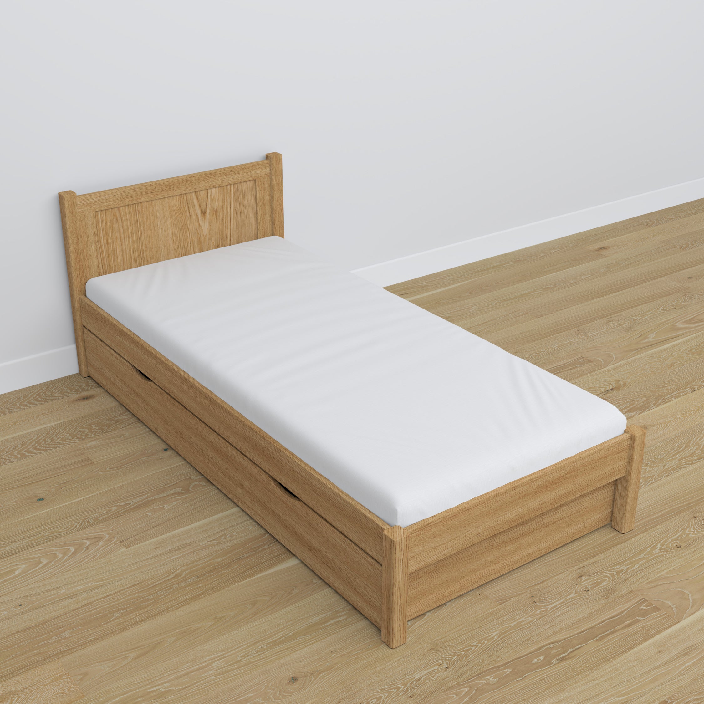 Bed met lade eiken naturel eiken – afmetingen en schema, Nizio Home