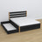 Tweepersoonsbed met lade houten zwart met eiken – lade open, ruim interieur