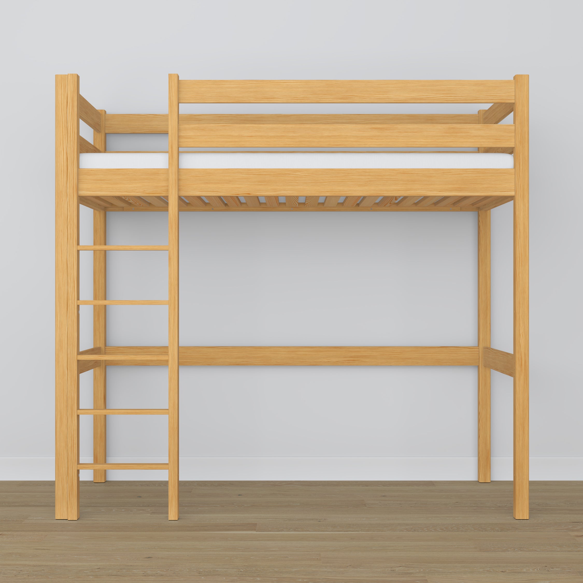 Lit mezzanine pin naturel – échelle i barrière en bois, Nizio Home