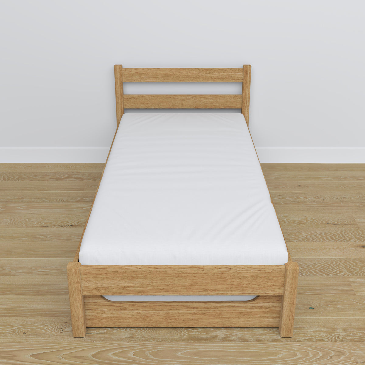 Lit chêne naturel – tiroir na matelas, détails en chêne, Nizio Home