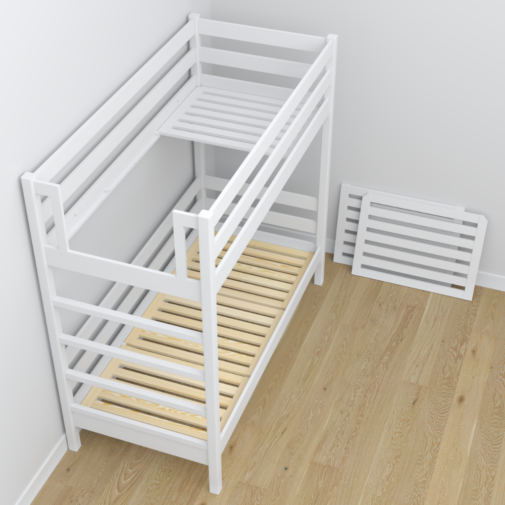 Stapelbed met lade wit van hout – Scandinavisch design, Nizio