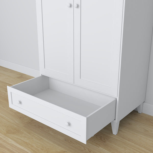 Armoire 2D1S en bois blanc – vue de côté, profondeur i proportions du meuble